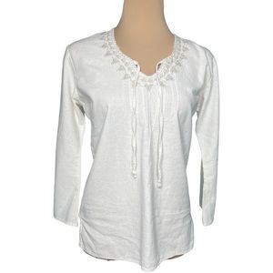 White Boho Tunic/Shirt/Blouse. Size 8